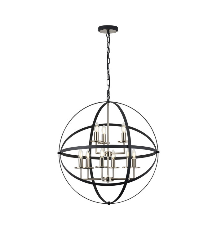 Whitehall 71cm Adjustable Rings Pendant 6+3 x E14 Satin Nickel/Anthracite-6