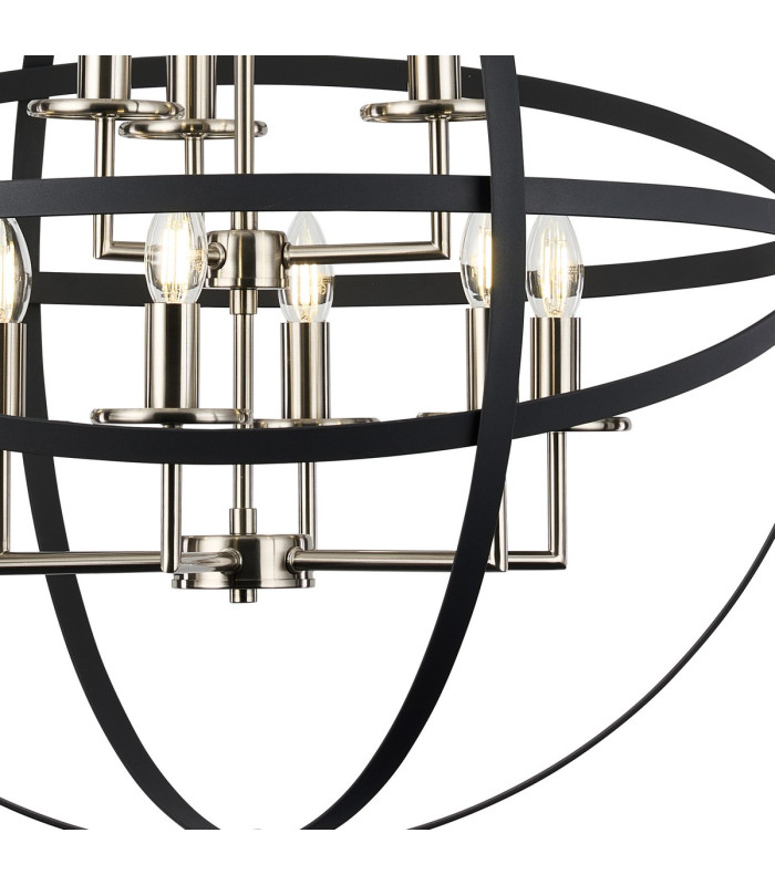 Whitehall 71cm Adjustable Rings Pendant 6+3 x E14 Satin Nickel/Anthracite-7