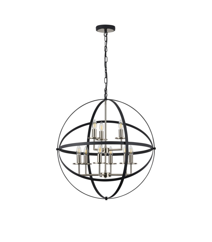 Whitehall 71cm Adjustable Rings Pendant 6+3 x E14 Satin Nickel/Anthracite-10