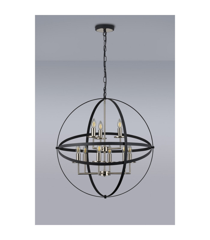 Whitehall 71cm Adjustable Rings Pendant 6+3 x E14 Satin Nickel/Anthracite-11