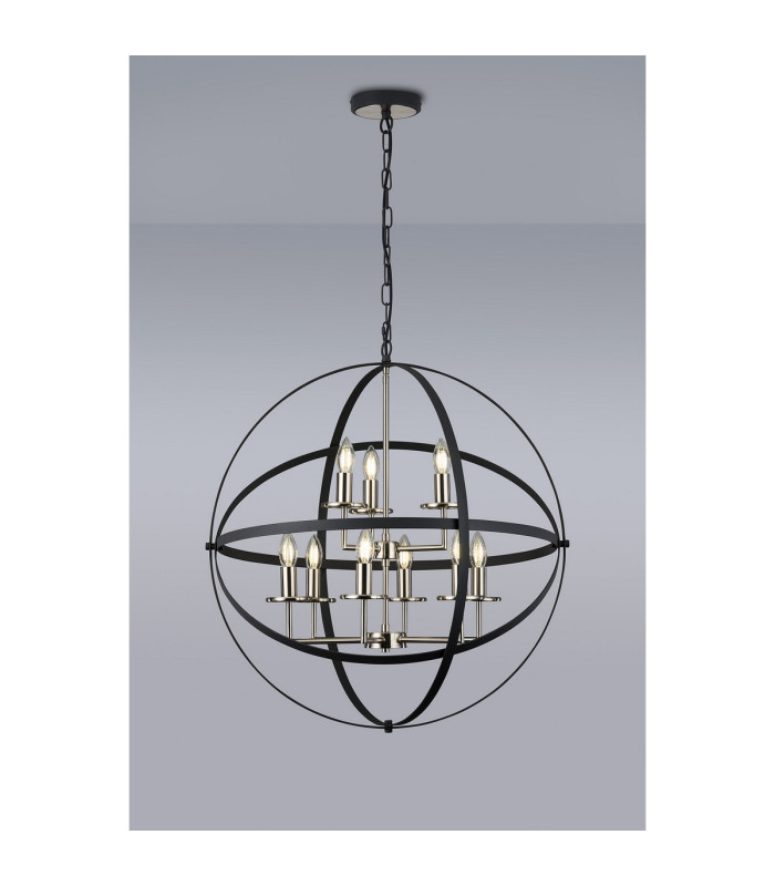 Whitehall 71cm Adjustable Rings Pendant 6+3 x E14 Satin Nickel/Anthracite-12