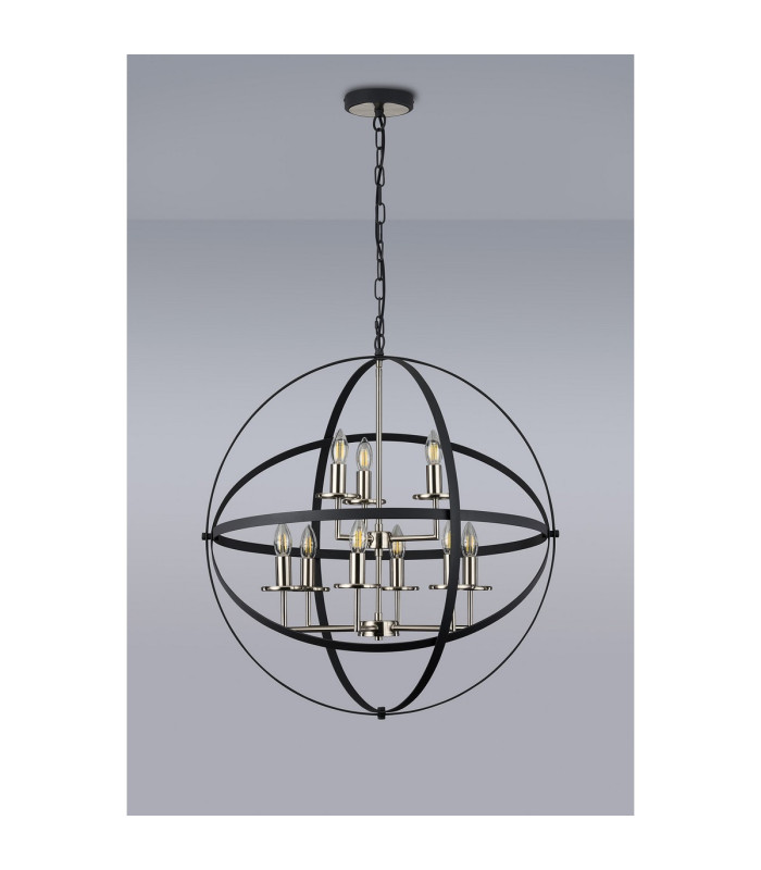 Whitehall 71cm Adjustable Rings Pendant 6+3 x E14 Satin Nickel/Anthracite-13