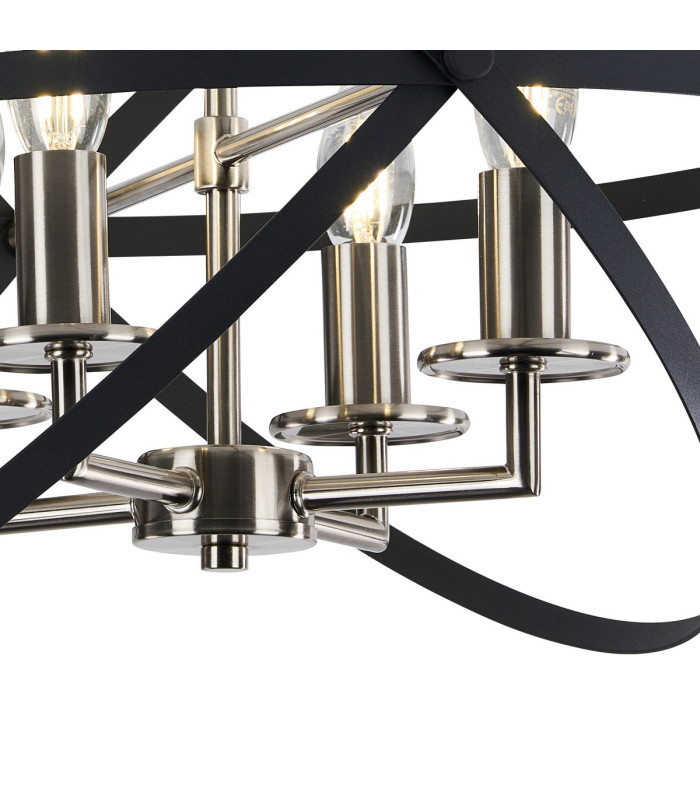 Whitehall 46cm Adjustable Rings Semi Flush 4 x E14 Satin Nickel/Anthracite-6