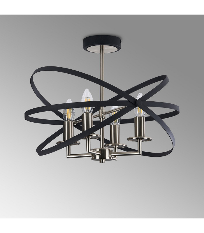 Whitehall 46cm Adjustable Rings Semi Flush 4 x E14 Satin Nickel/Anthracite-10