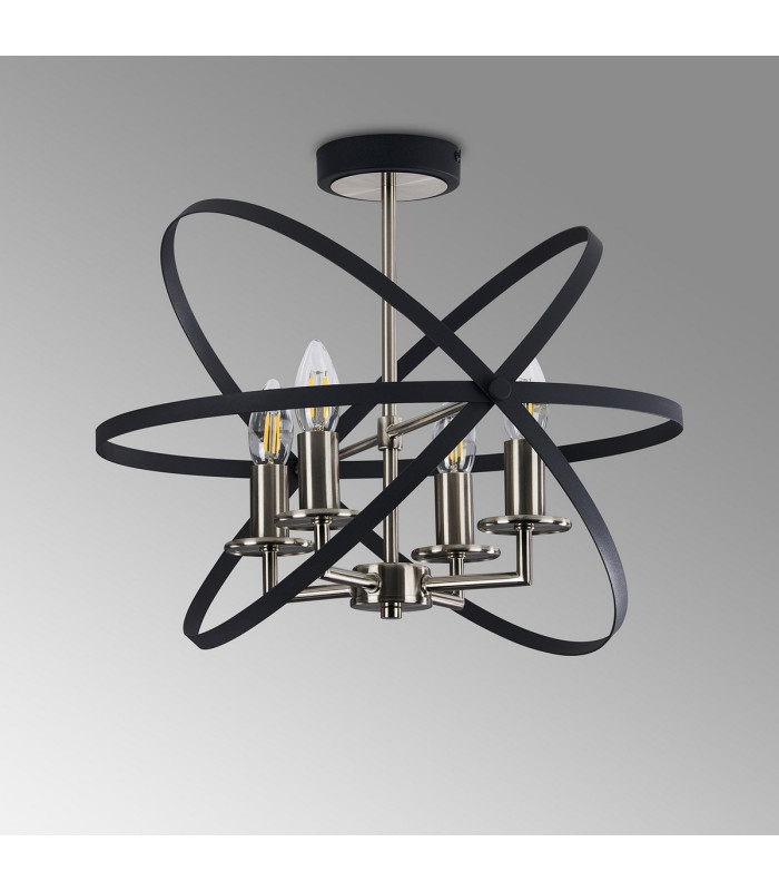 Whitehall 46cm Adjustable Rings Semi Flush 4 x E14 Satin Nickel/Anthracite-12