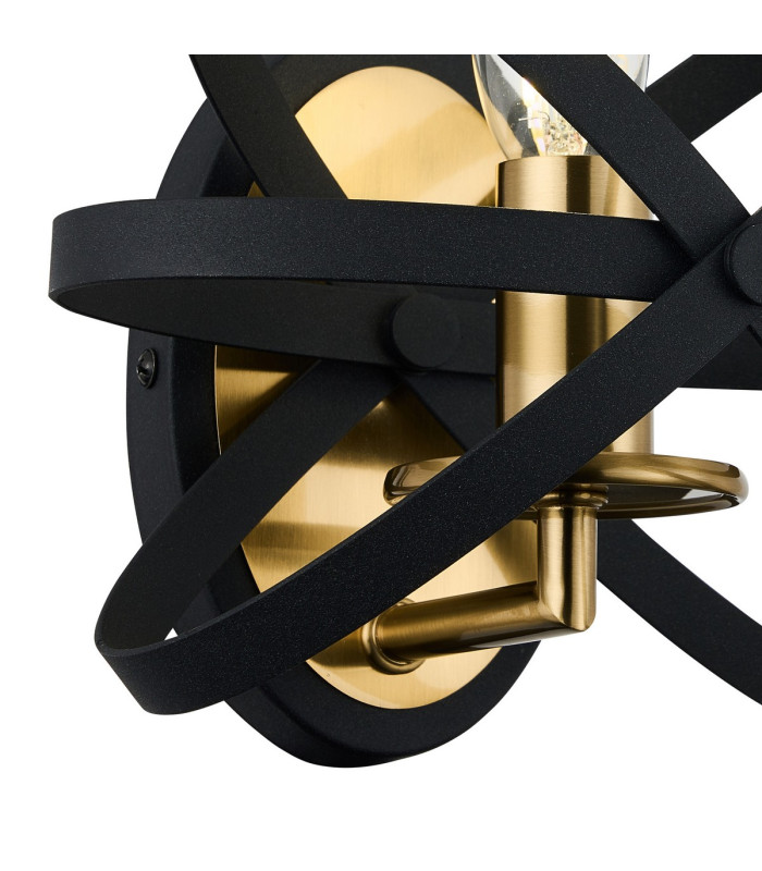 Whitehall Adjustable Rings Wall Light 1 x E14 Gold/Black-6