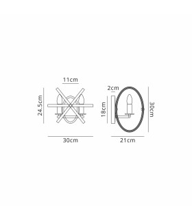 Whitehall Adjustable Rings Wall Light 2 x E14 Gold/Black-2