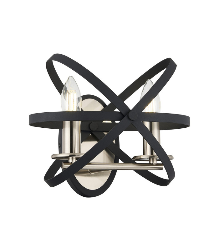 Whitehall Adjustable Rings Wall Light 2 x E14 Satin Nickel/Anthracite-1