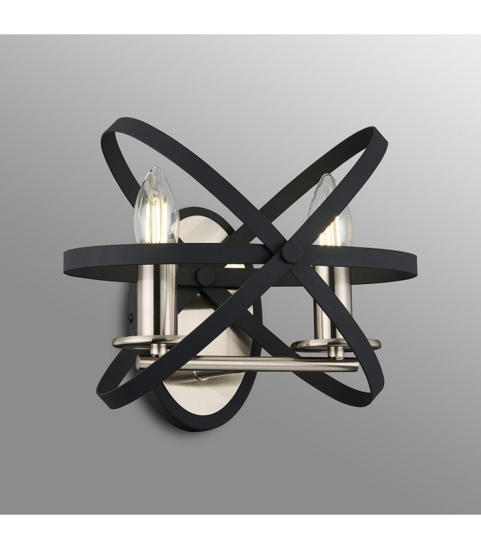 Whitehall Adjustable Rings Wall Light 2 x E14 Satin Nickel/Anthracite-3