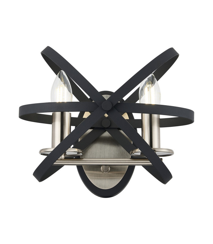 Whitehall Adjustable Rings Wall Light 2 x E14 Satin Nickel/Anthracite-5