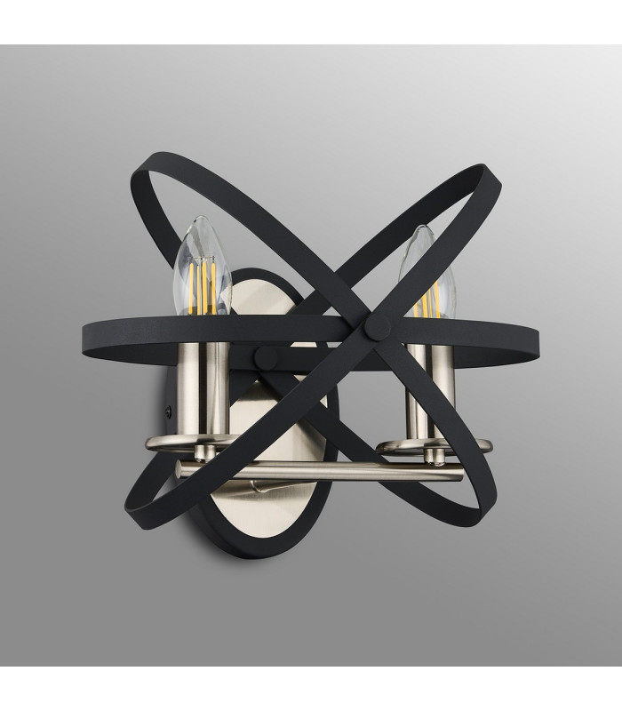 Whitehall Adjustable Rings Wall Light 2 x E14 Satin Nickel/Anthracite-10