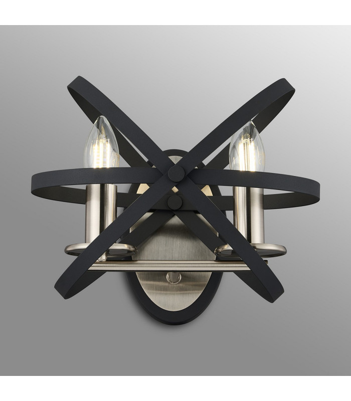 Whitehall Adjustable Rings Wall Light 2 x E14 Satin Nickel/Anthracite-11