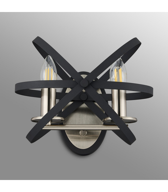 Whitehall Adjustable Rings Wall Light 2 x E14 Satin Nickel/Anthracite-12