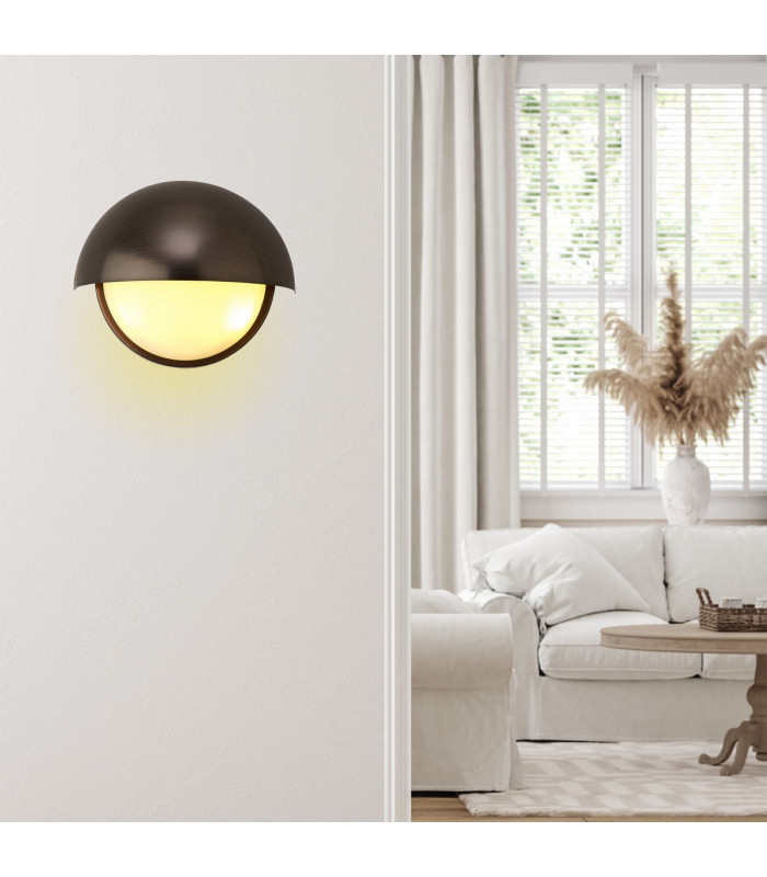 Plains Wall Light 2 x E14 IP54 (Indoor Use Only) Bronze/Opal Glass-4