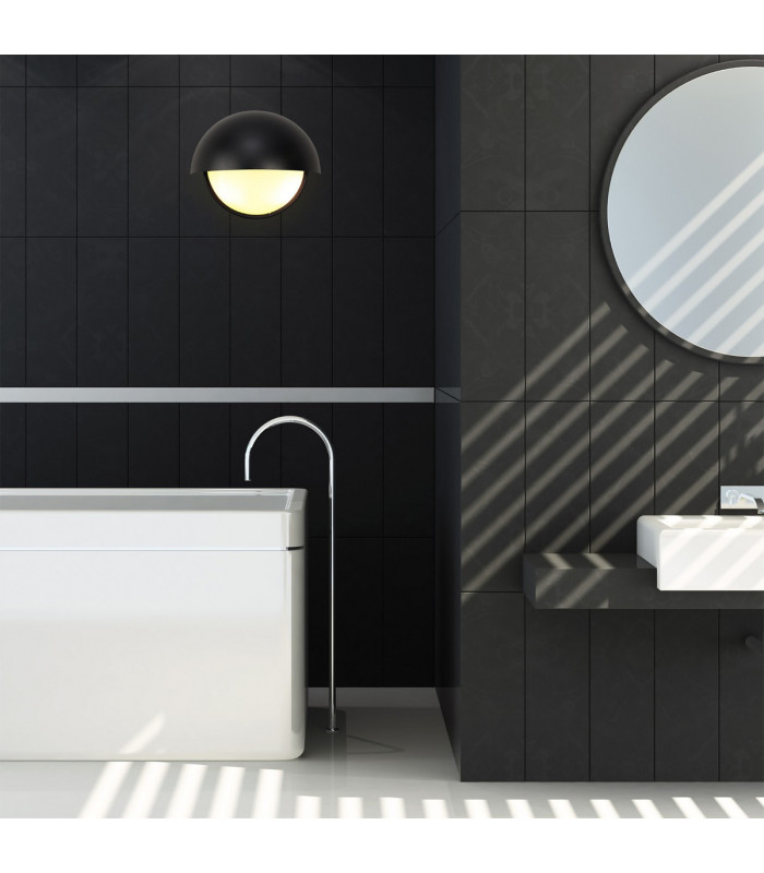 Plains Wall Light 2 x E14 IP54 Satin Black/Opal Glass-4