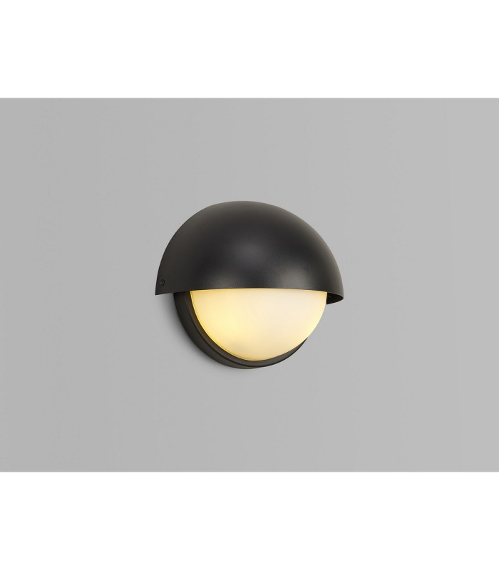 Plains Wall Light 2 x E14 IP54 Satin Black/Opal Glass-12