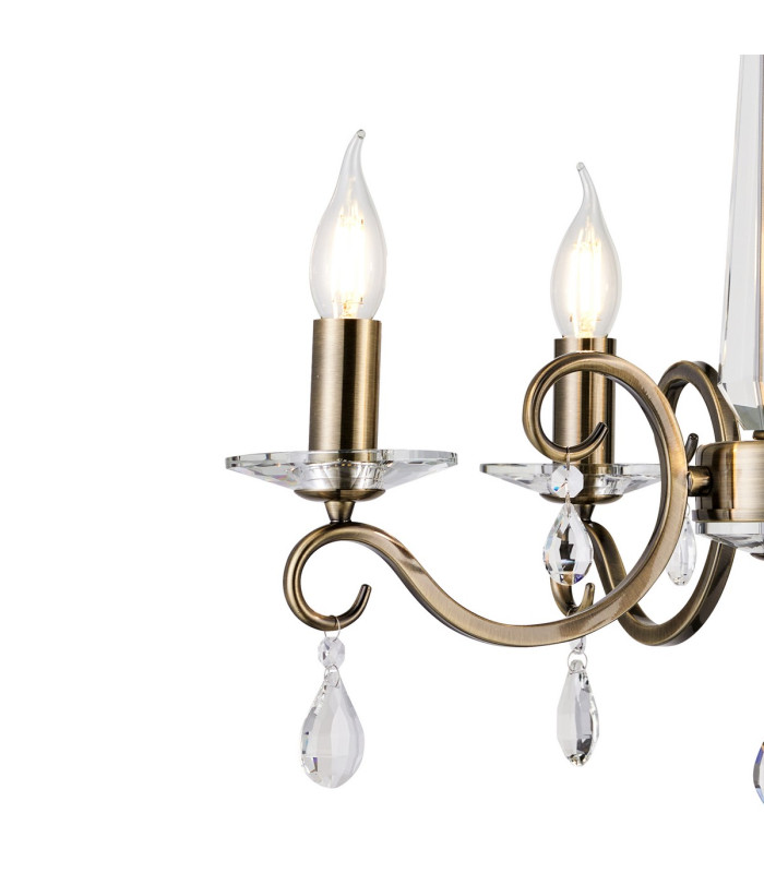 Bush 52cm Pendant WITHOUT SHADE 4 Light E14 Antique Brass/Clear Crystal-6