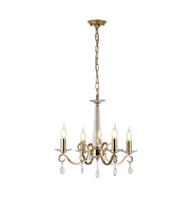 Bush 52cm Pendant WITHOUT SHADE 4 Light E14 French Gold/Clear Crystal-1