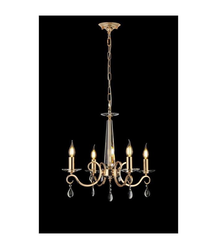 Bush 52cm Pendant WITHOUT SHADE 4 Light E14 French Gold/Clear Crystal-3