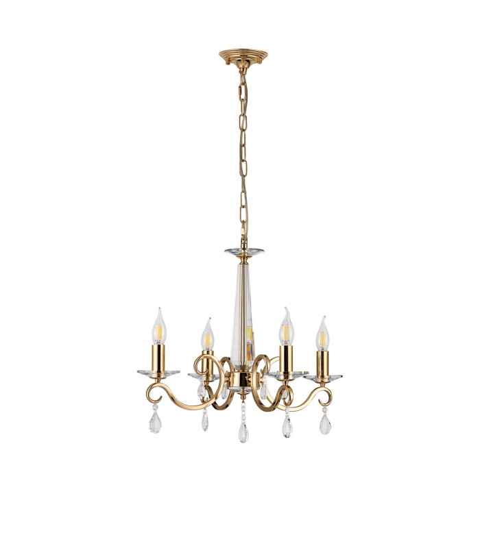 Bush 52cm Pendant WITHOUT SHADE 4 Light E14 French Gold/Clear Crystal-4
