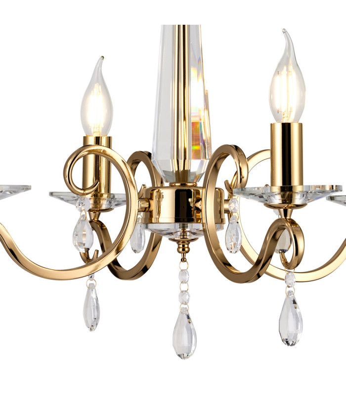 Bush 52cm Pendant WITHOUT SHADE 4 Light E14 French Gold/Clear Crystal-6