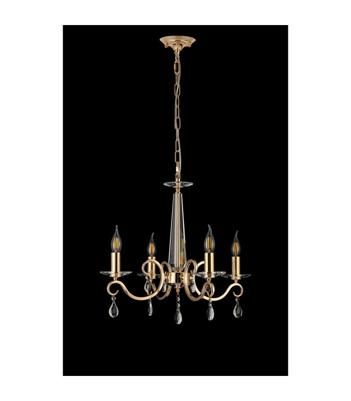 Bush 52cm Pendant WITHOUT SHADE 4 Light E14 French Gold/Clear Crystal-8