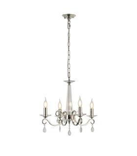 Bush 52cm Pendant WITHOUT SHADE 4 Light E14 Polished Nickel/Clear Crystal-1