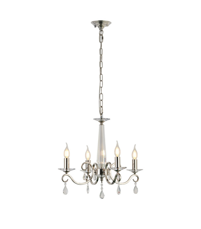 Bush 52cm Pendant WITHOUT SHADE 4 Light E14 Polished Nickel/Clear Crystal-1