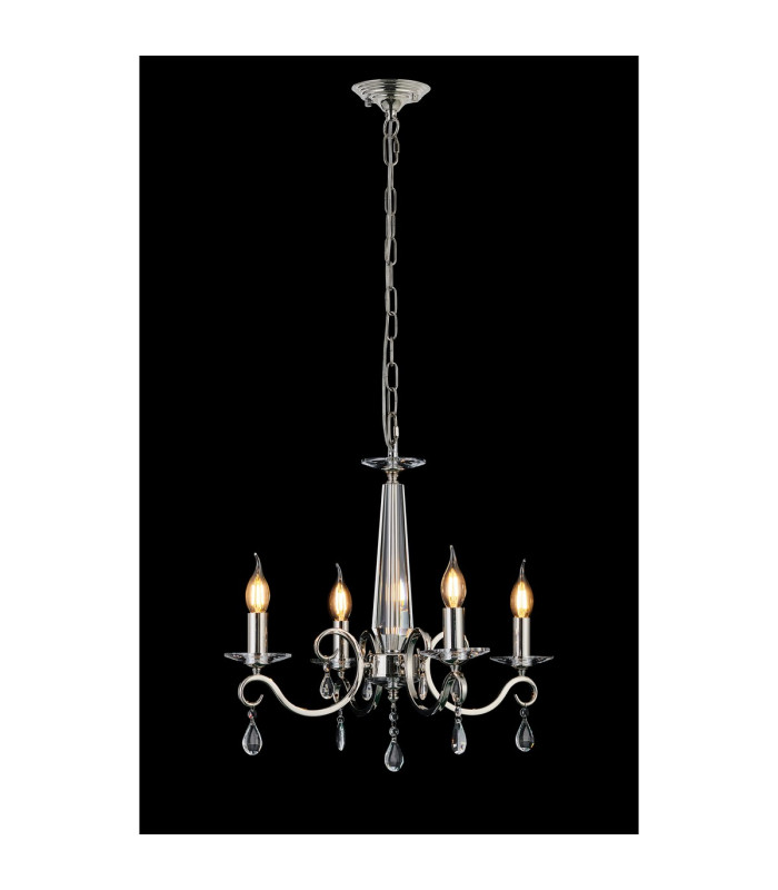 Bush 52cm Pendant WITHOUT SHADE 4 Light E14 Polished Nickel/Clear Crystal-3