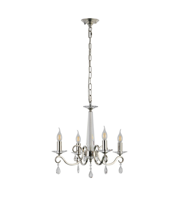 Bush 52cm Pendant WITHOUT SHADE 4 Light E14 Polished Nickel/Clear Crystal-4