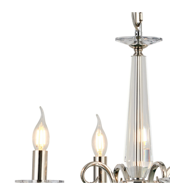 Bush 52cm Pendant WITHOUT SHADE 4 Light E14 Polished Nickel/Clear Crystal-6
