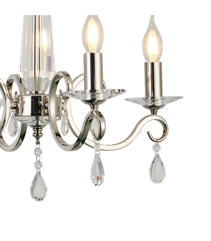Bush 52cm Pendant WITHOUT SHADE 4 Light E14 Polished Nickel/Clear Crystal-7