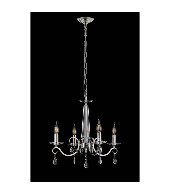 Bush 52cm Pendant WITHOUT SHADE 4 Light E14 Polished Nickel/Clear Crystal-8