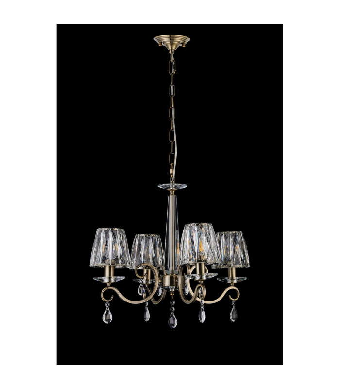 Bush 55cm Pendant 4 Light E14 Antique Brass/Clear Crystal Shade (A)-8