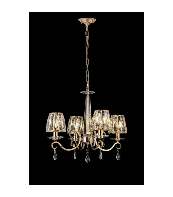 Bush 55cm Pendant 4 Light E14 French Gold/Clear Crystal Shade (A)-3