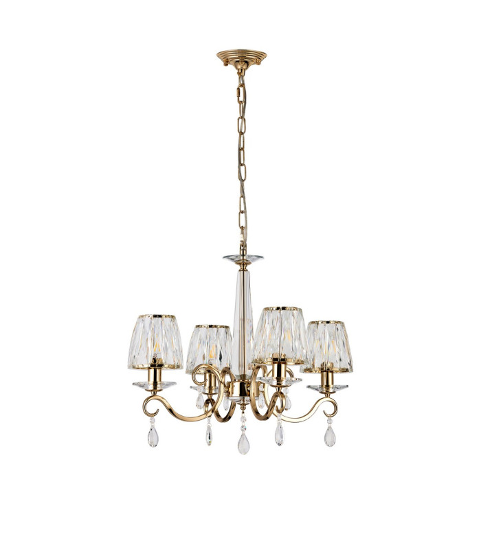 Bush 55cm Pendant 4 Light E14 French Gold/Clear Crystal Shade (A)-4