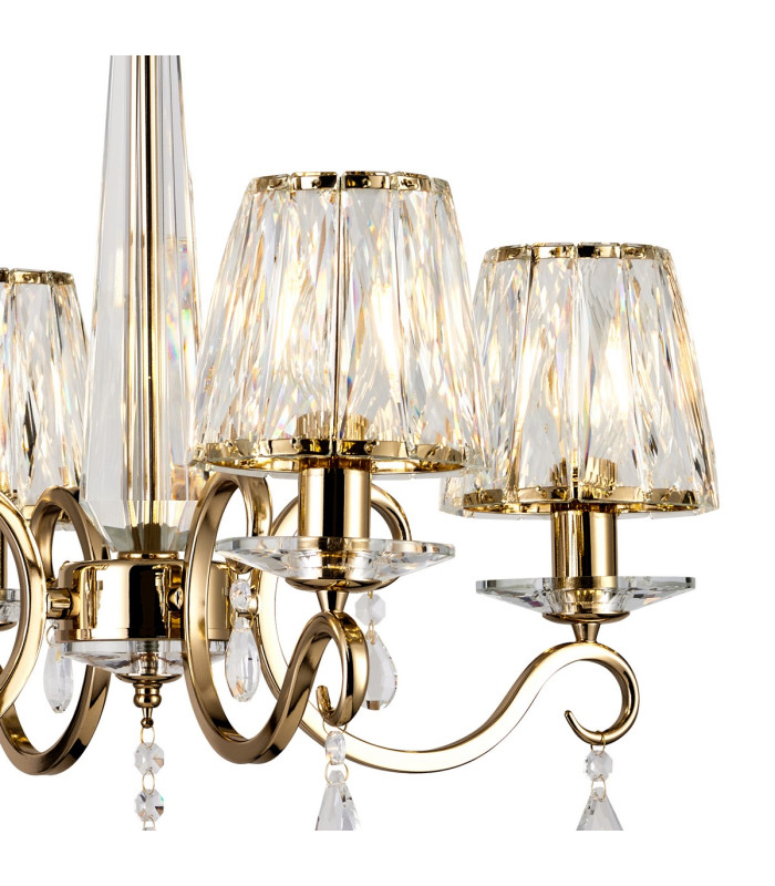 Bush 55cm Pendant 4 Light E14 French Gold/Clear Crystal Shade (A)-6