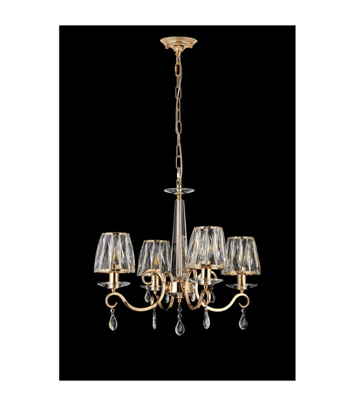 Bush 55cm Pendant 4 Light E14 French Gold/Clear Crystal Shade (A)-8