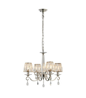 Bush 55cm Pendant 4 Light E14 Polished Nickel/Clear Crystal Shade (A)-1