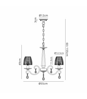 Bush 55cm Pendant 4 Light E14 Polished Nickel/Clear Crystal Shade (A)-2