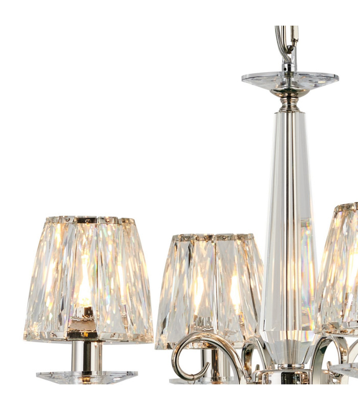 Bush 55cm Pendant 4 Light E14 Polished Nickel/Clear Crystal Shade (A)-6