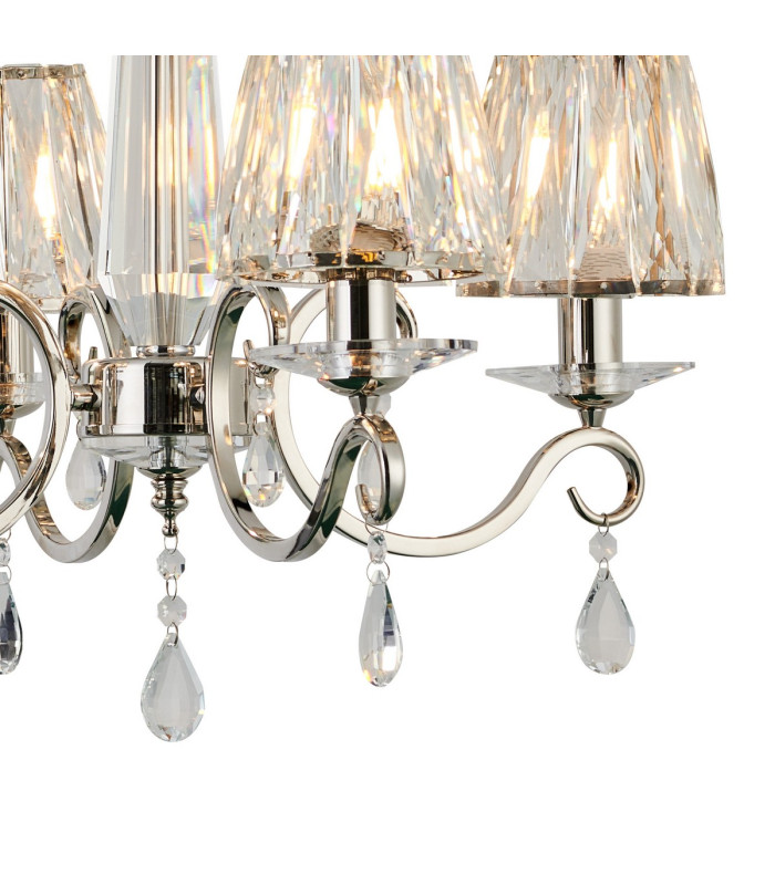 Bush 55cm Pendant 4 Light E14 Polished Nickel/Clear Crystal Shade (A)-7