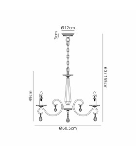 Bush 60cm Pendant WITHOUT SHADE 6 Light E14 Antique Brass/Clear Crystal-2