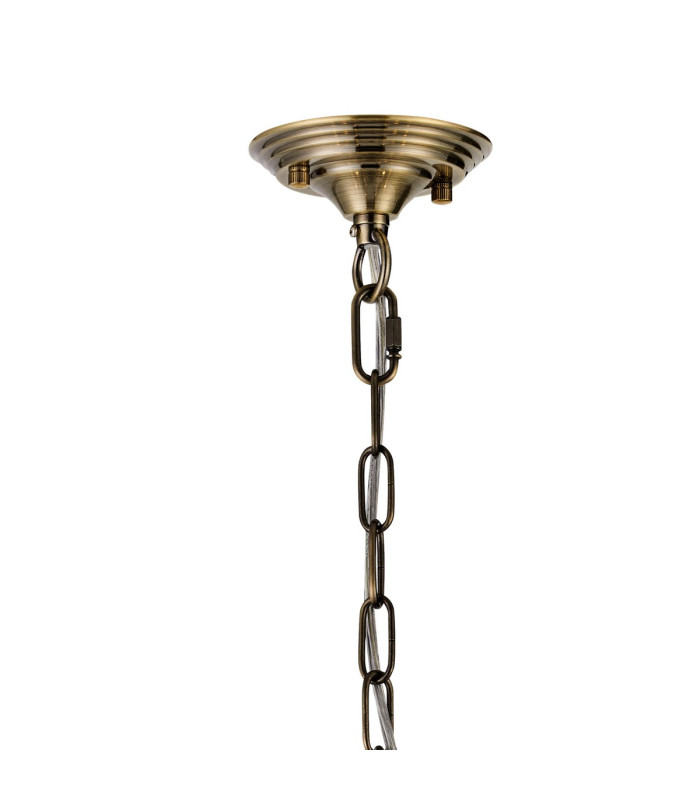 Bush 60cm Pendant WITHOUT SHADE 6 Light E14 Antique Brass/Clear Crystal-5