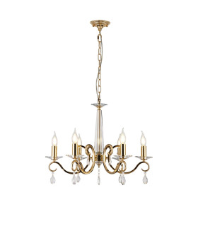 Bush 60cm Pendant WITHOUT SHADE 6 Light E14 French Gold/Clear Crystal-1
