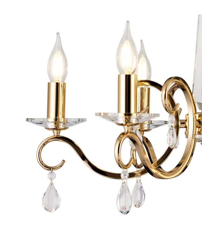Bush 60cm Pendant WITHOUT SHADE 6 Light E14 French Gold/Clear Crystal-5