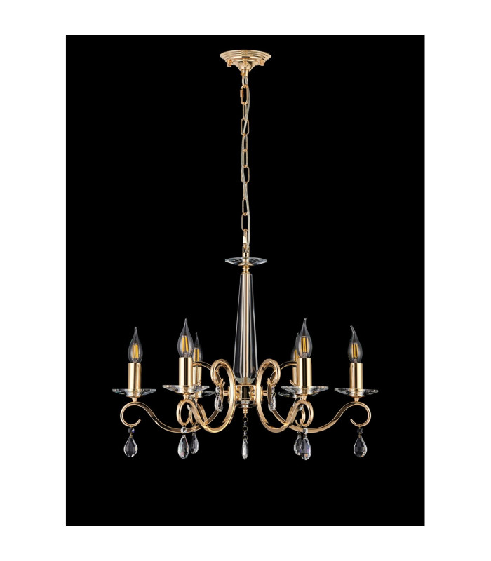 Bush 60cm Pendant WITHOUT SHADE 6 Light E14 French Gold/Clear Crystal-8