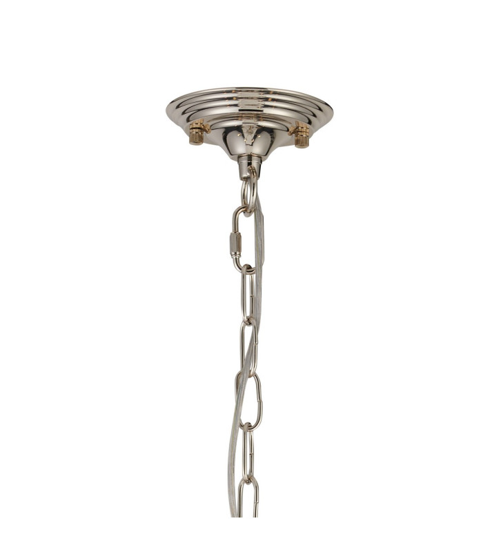 Bush 60.5cm Pendant WITHOUT SHADE 6 Light E14 Polished Nickel/Clear Crystal-5