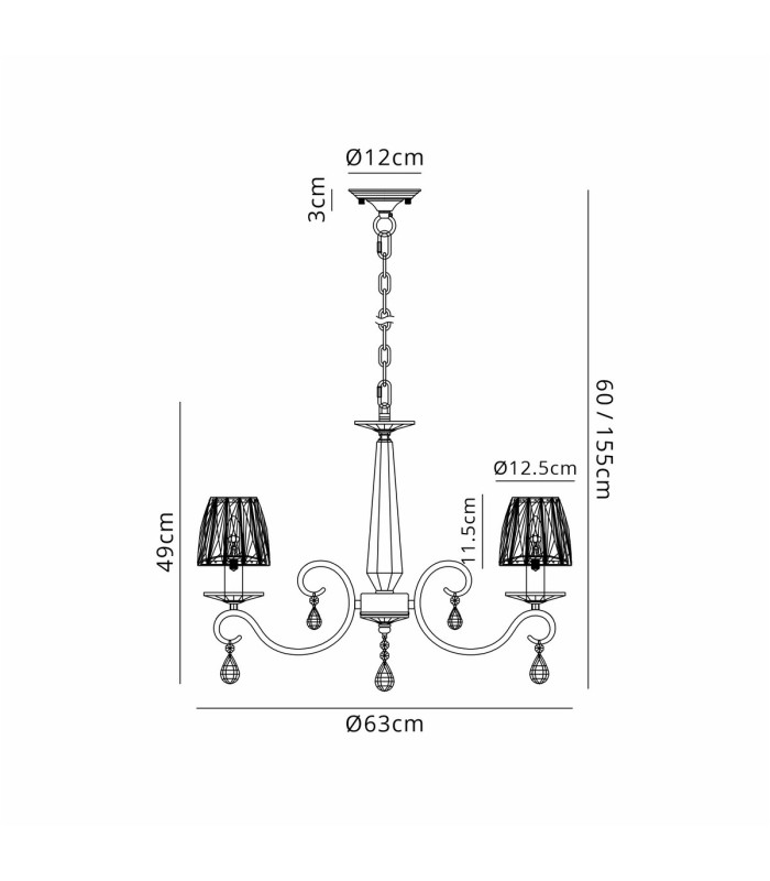 Bush 63cm Pendant 6 Light E14 Antique Brass/Clear Crystal Shade (A)-2