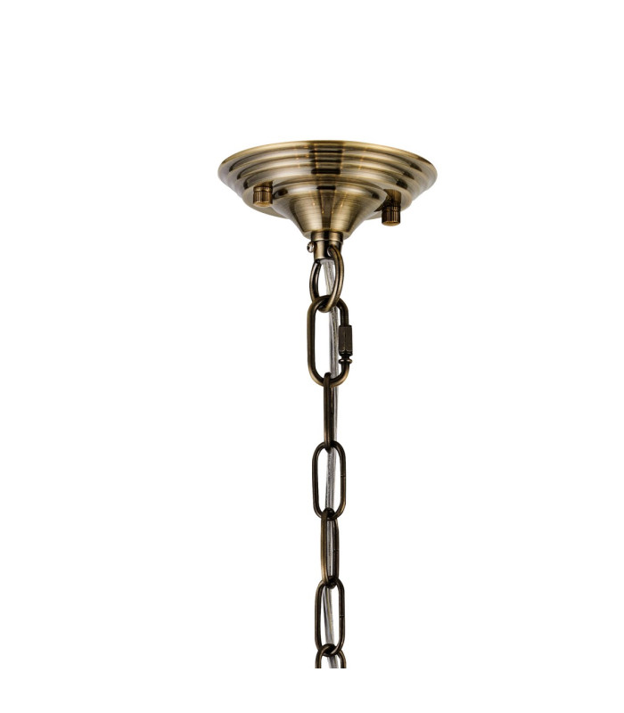Bush 63cm Pendant 6 Light E14 Antique Brass/Clear Crystal Shade (A)-7